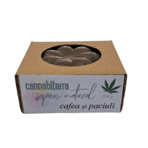 Sapun cu cafea si paciuli, pe baza de ulei de canepa, 100% natural, Cannabiterra